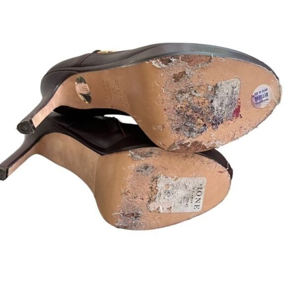 Dione plum Leather high heels platform booties 4.5” Heel 1.5” Platform size 7.5. - Picture 6 of 7